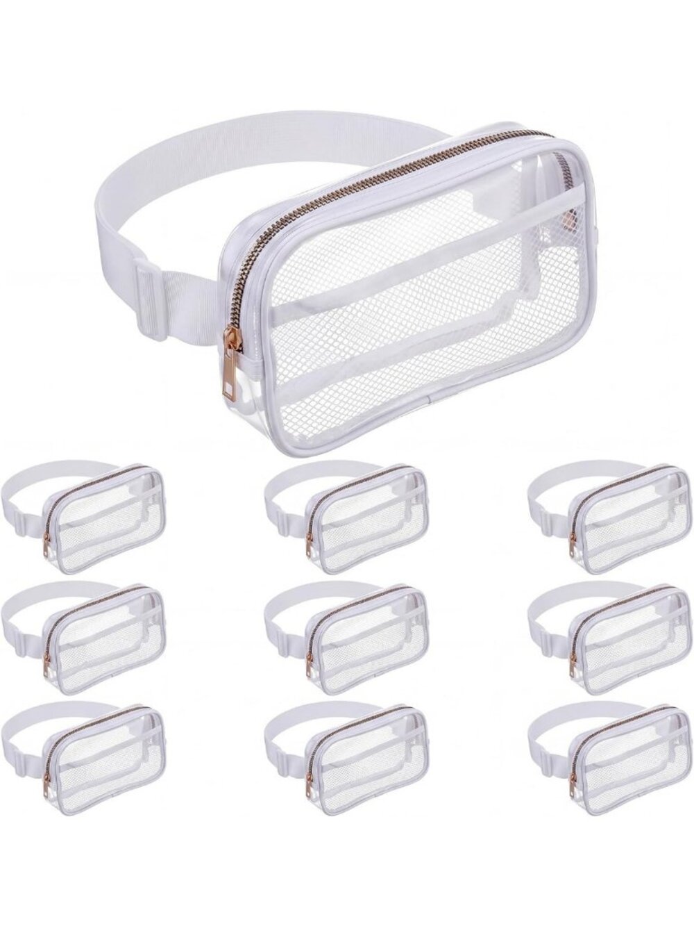 10 Clear Fanny Packs for Stadium Events, Waterproof Belt Bag with Adjustable